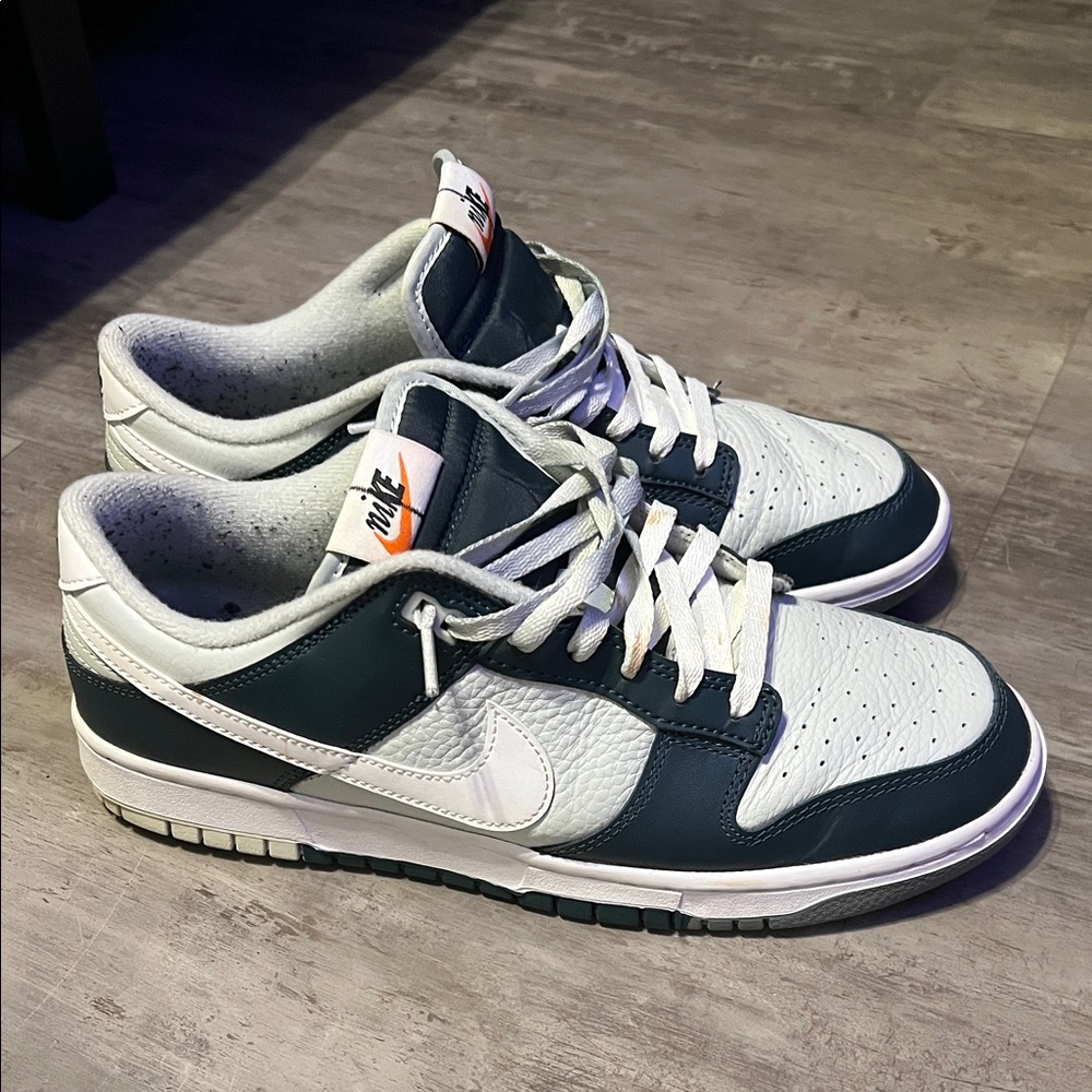 Nike Dunk Low in White and Dark Green